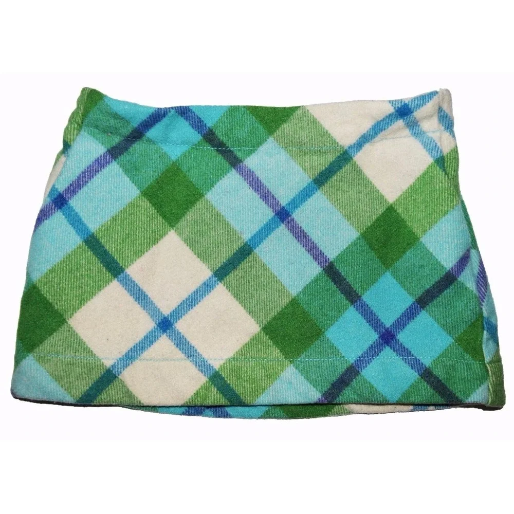 Gap Kids Girls Size 5 Adjustable Waist Plaid Green Blue Cream Wool Blend Skirt